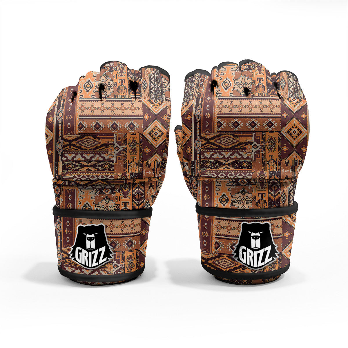 Patchwork Grunge Native American Print Pattern MMA Gloves-grizzshop