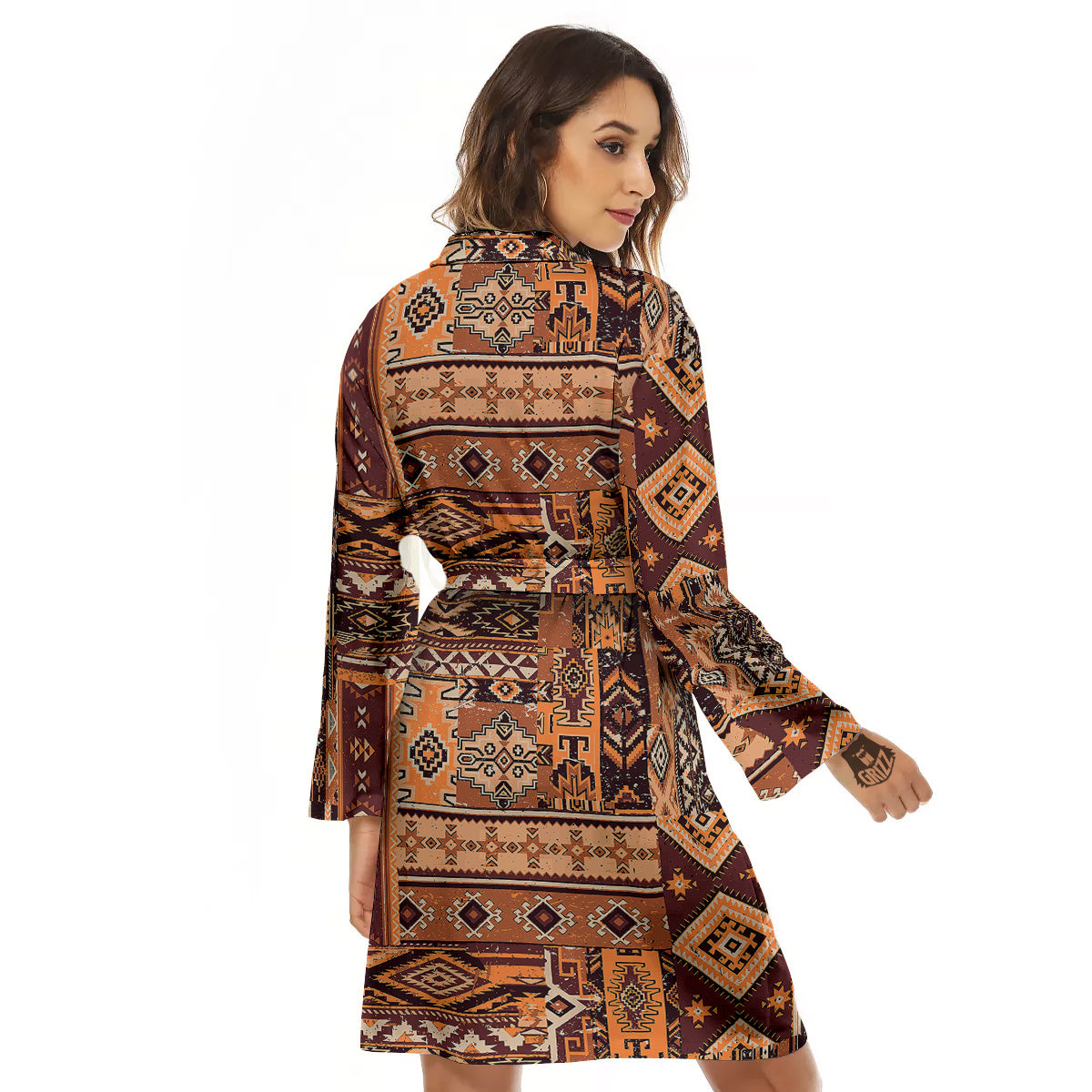Patchwork Grunge Native American Print Pattern Women's Robe-grizzshop