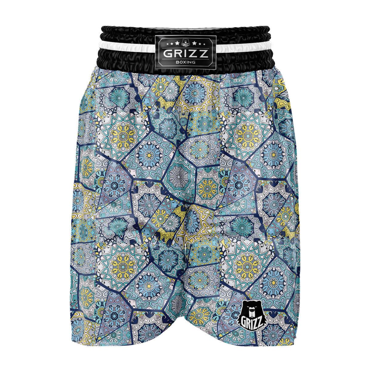 Patchwork Indian Floral Print Pattern Boxing Shorts-grizzshop