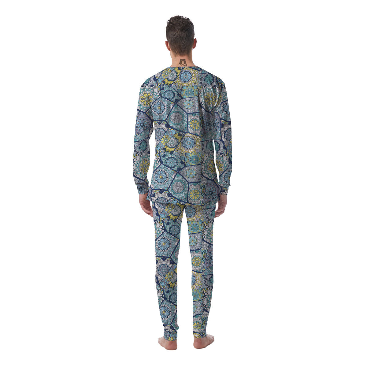 Patchwork Indian Floral Print Pattern Men's Pajamas-grizzshop