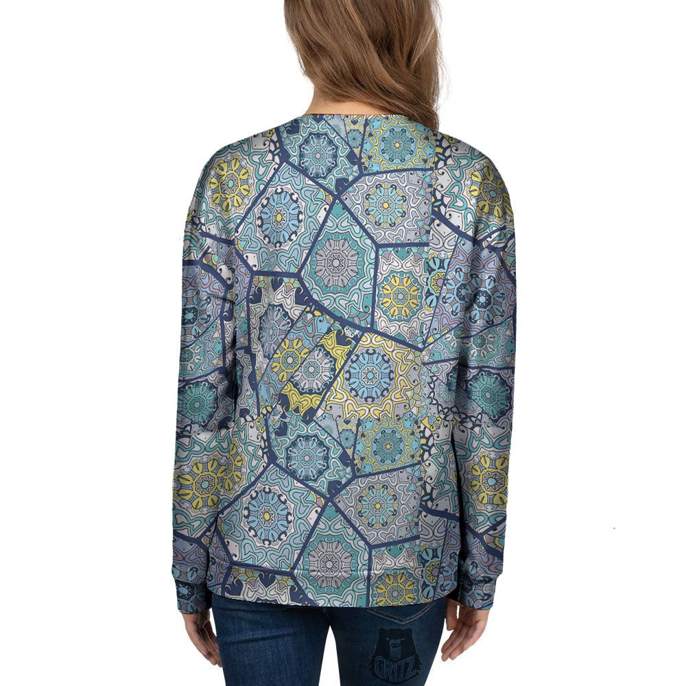 Patchwork Indian Floral Print Pattern Women's Sweatshirt-grizzshop