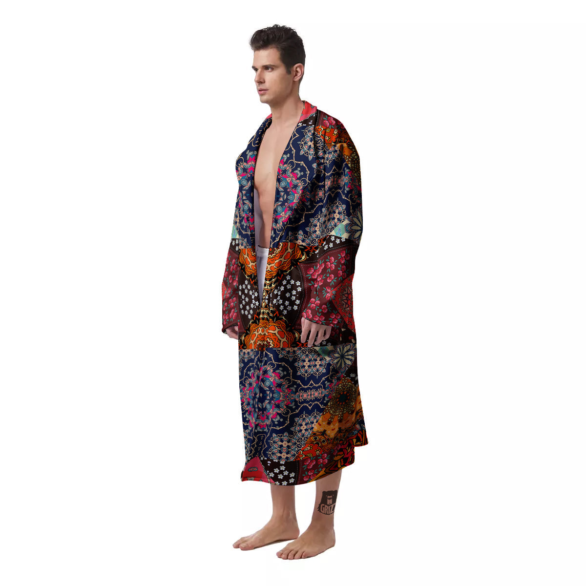 Patchwork Indian Flower Mandala Print Pattern Men's Robe-grizzshop