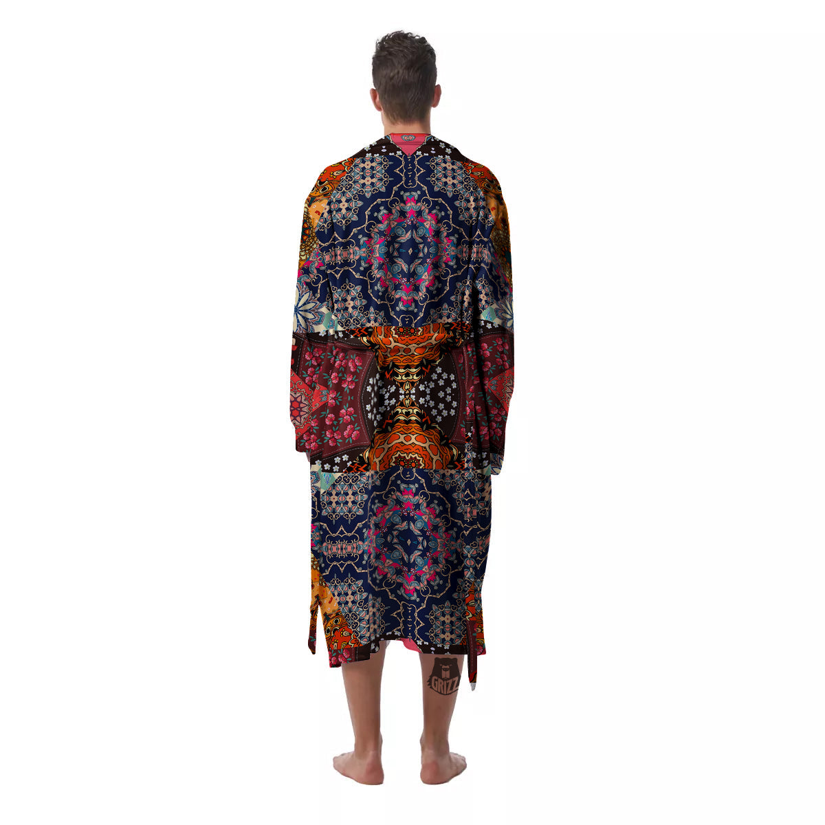 Patchwork Indian Flower Mandala Print Pattern Men's Robe-grizzshop
