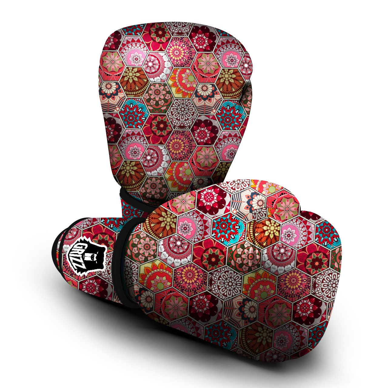 Patchwork Indian Print Pattern Boxing Gloves-grizzshop