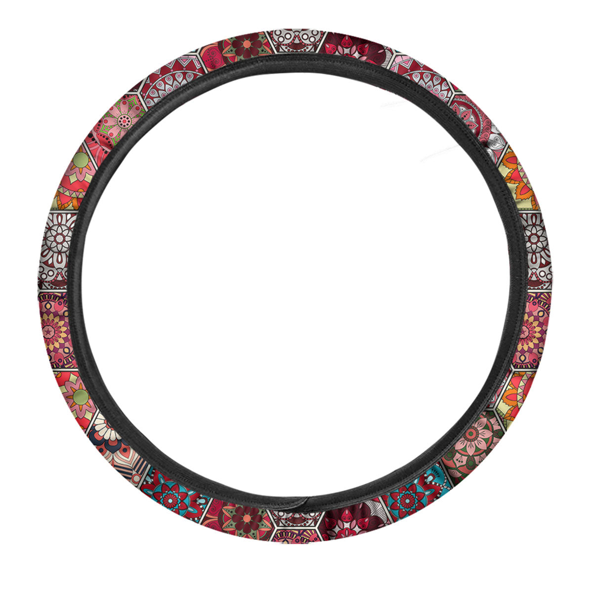 Patchwork Indian Print Pattern Car Steering Wheel Cover-grizzshop