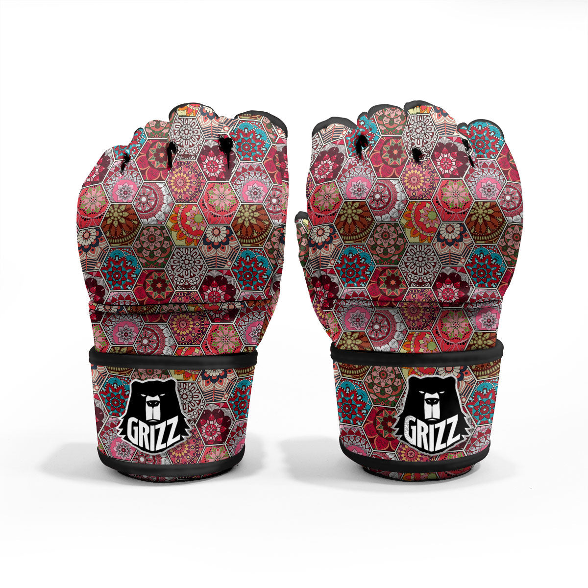 Patchwork Indian Print Pattern MMA Gloves-grizzshop