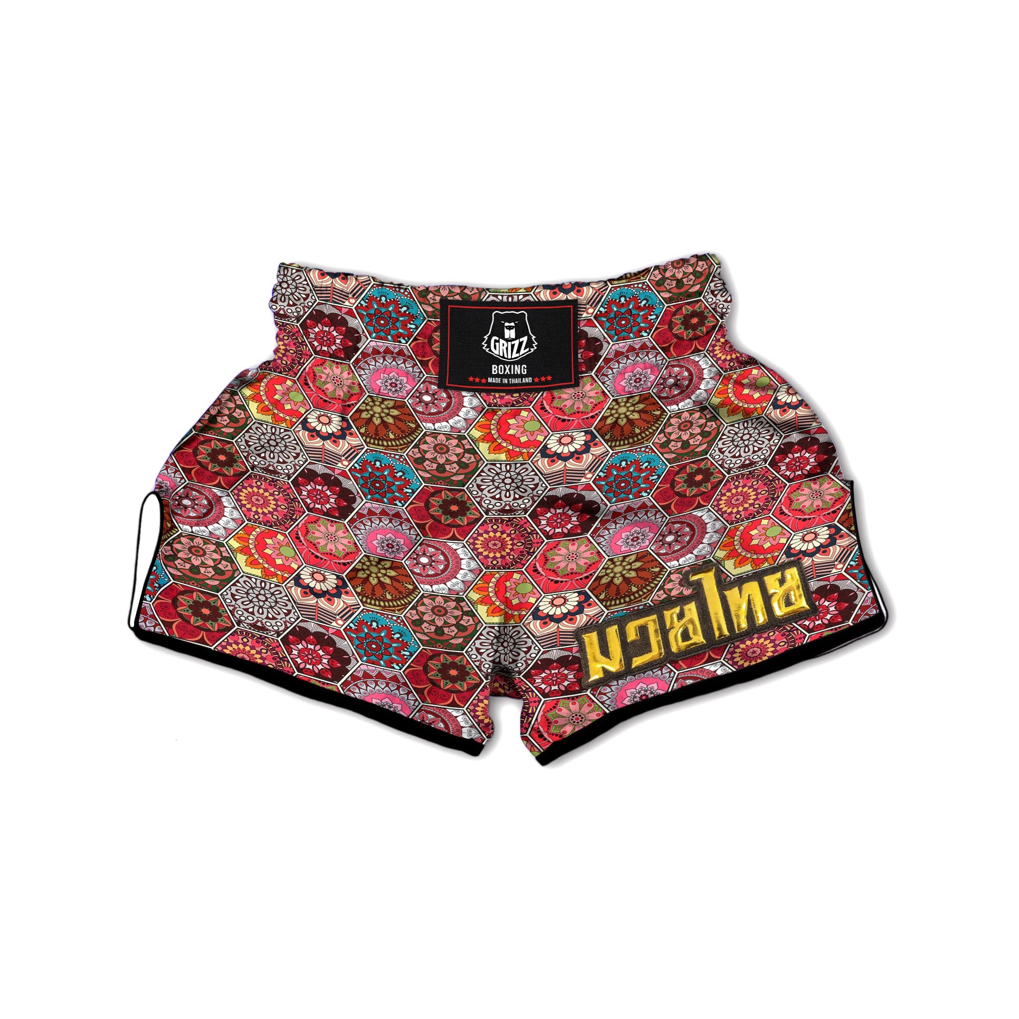 Patchwork Indian Print Pattern Muay Thai Boxing Shorts-grizzshop
