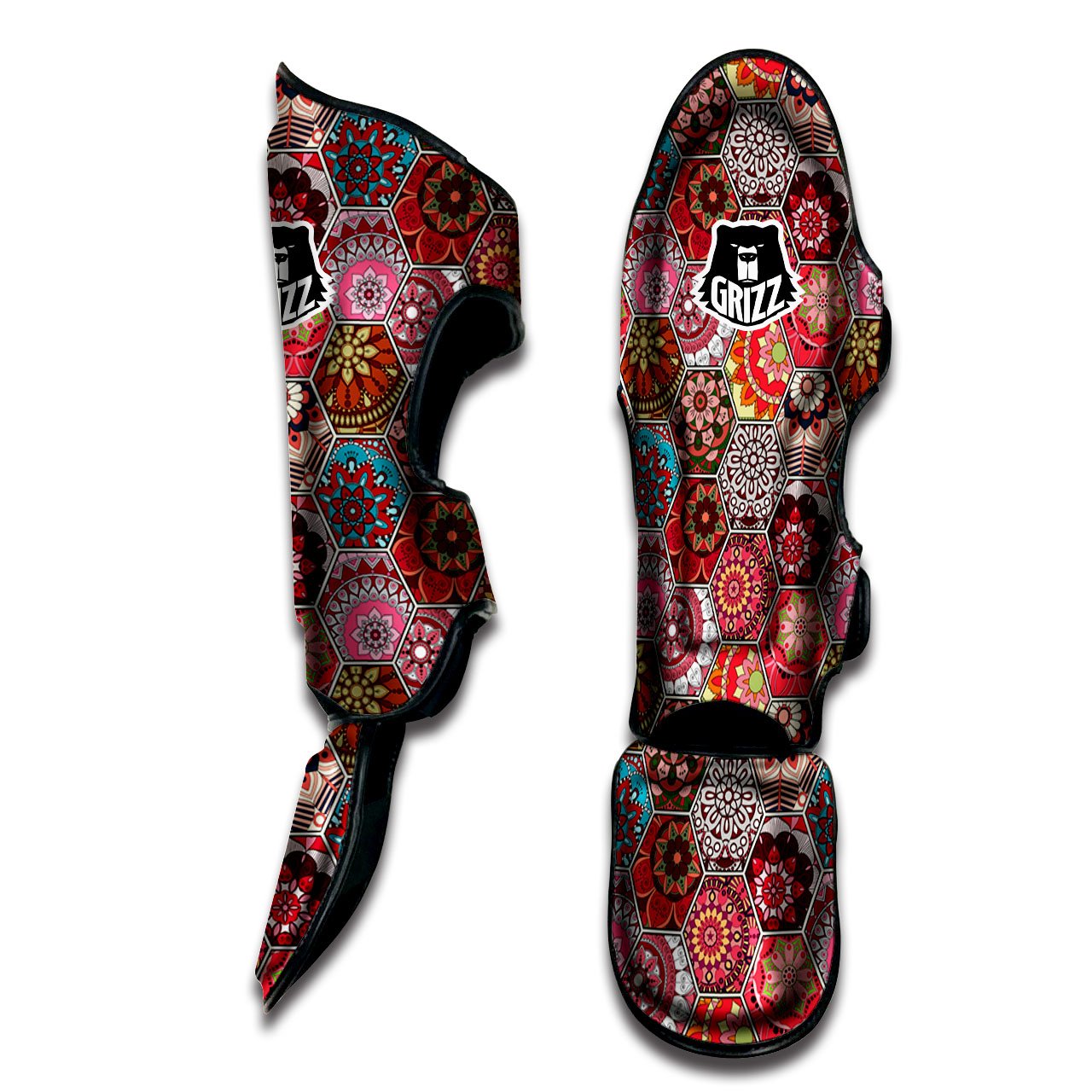 Patchwork Indian Print Pattern Muay Thai Shin Guards-grizzshop