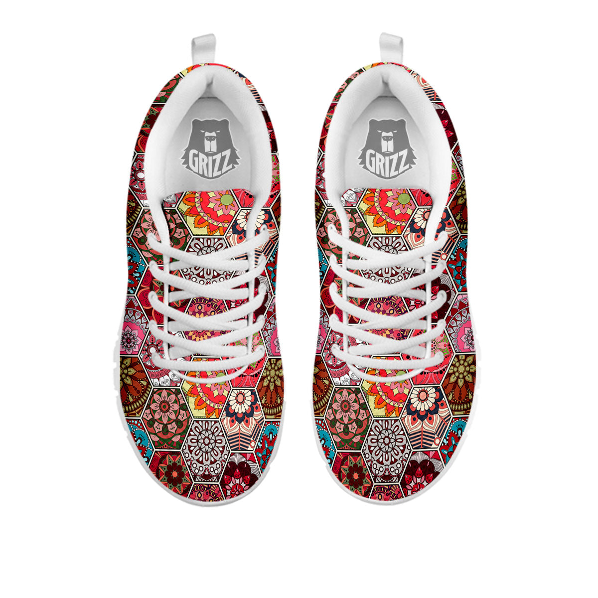 Patchwork Indian Print Pattern White Sneaker-grizzshop
