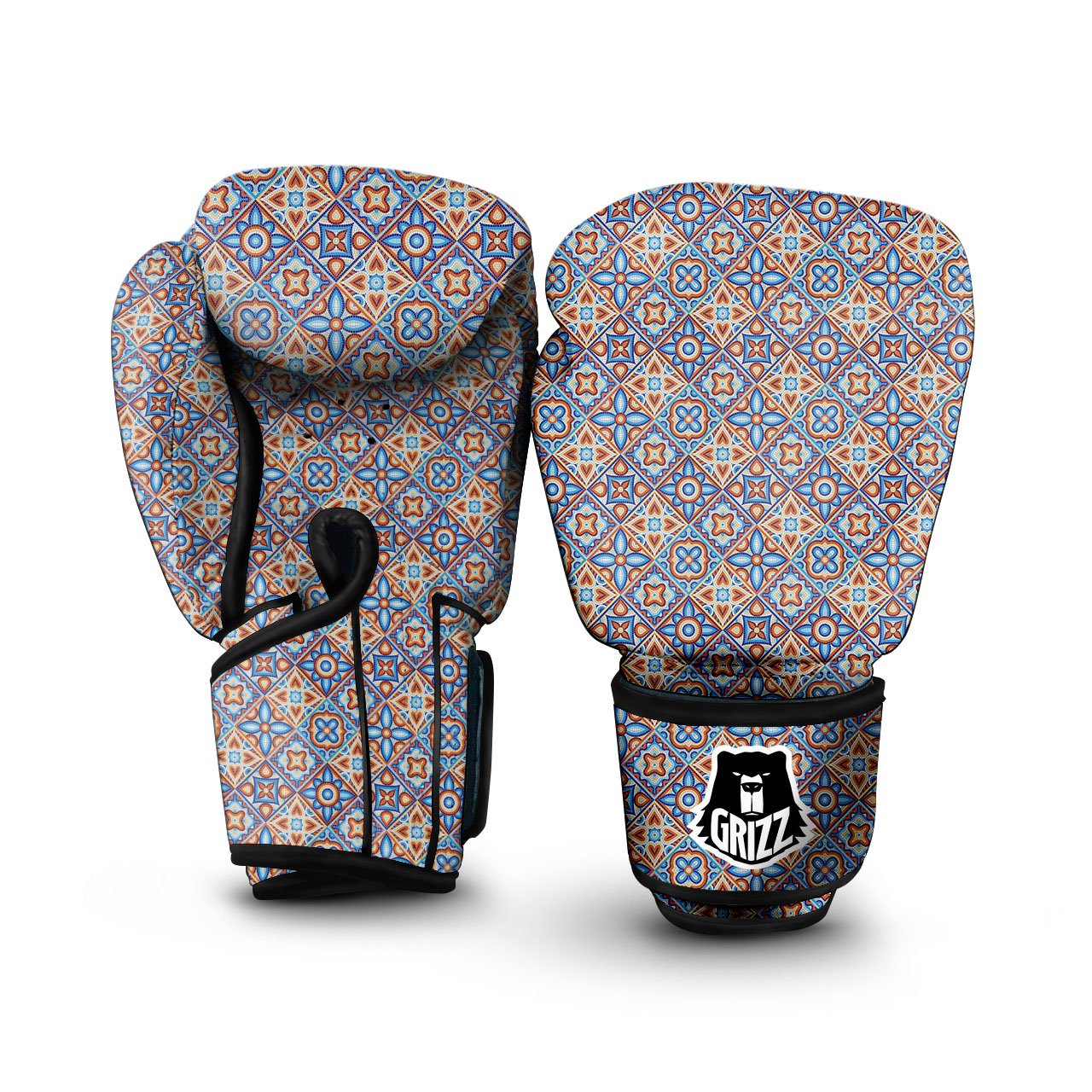 Patchwork Mosaic Print Pattern Boxing Gloves-grizzshop
