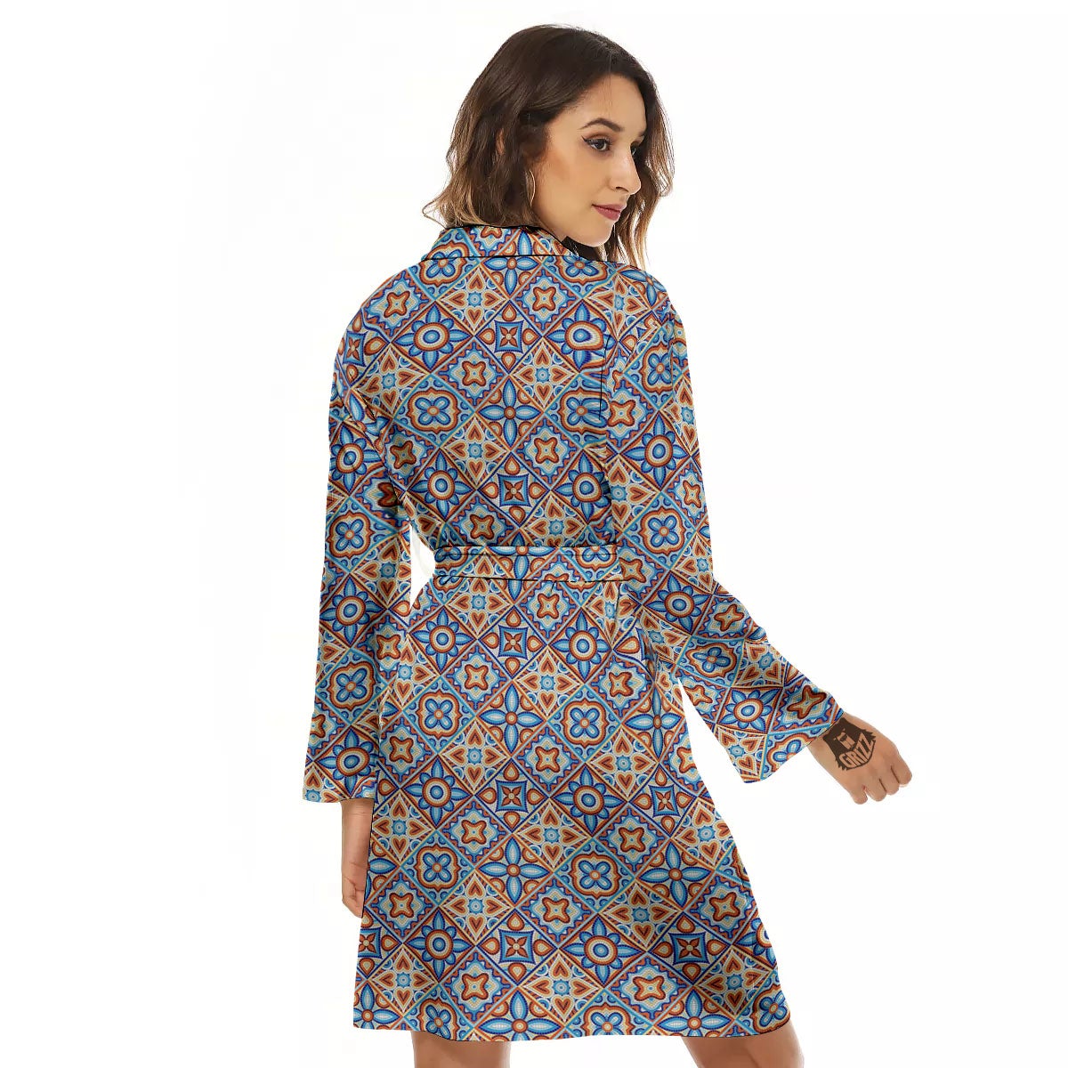 Patchwork Mosaic Print Pattern Women's Robe-grizzshop