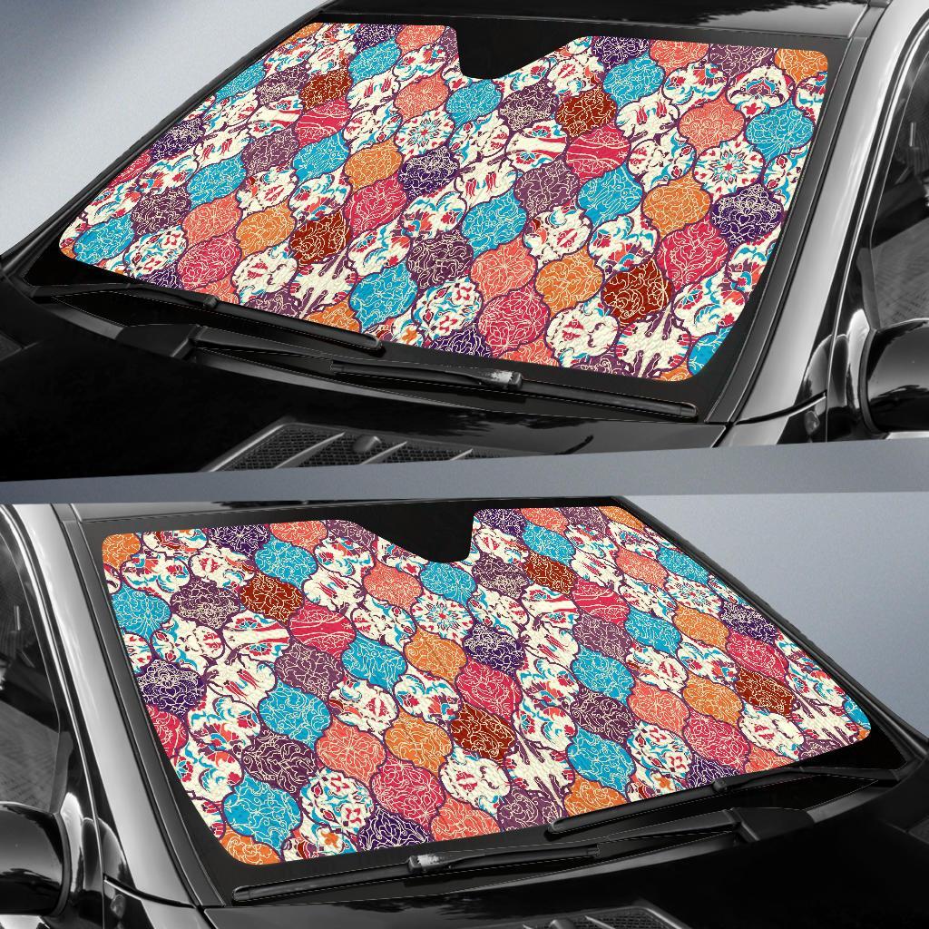 Patchwork Pattern Print Car Sun Shade-grizzshop