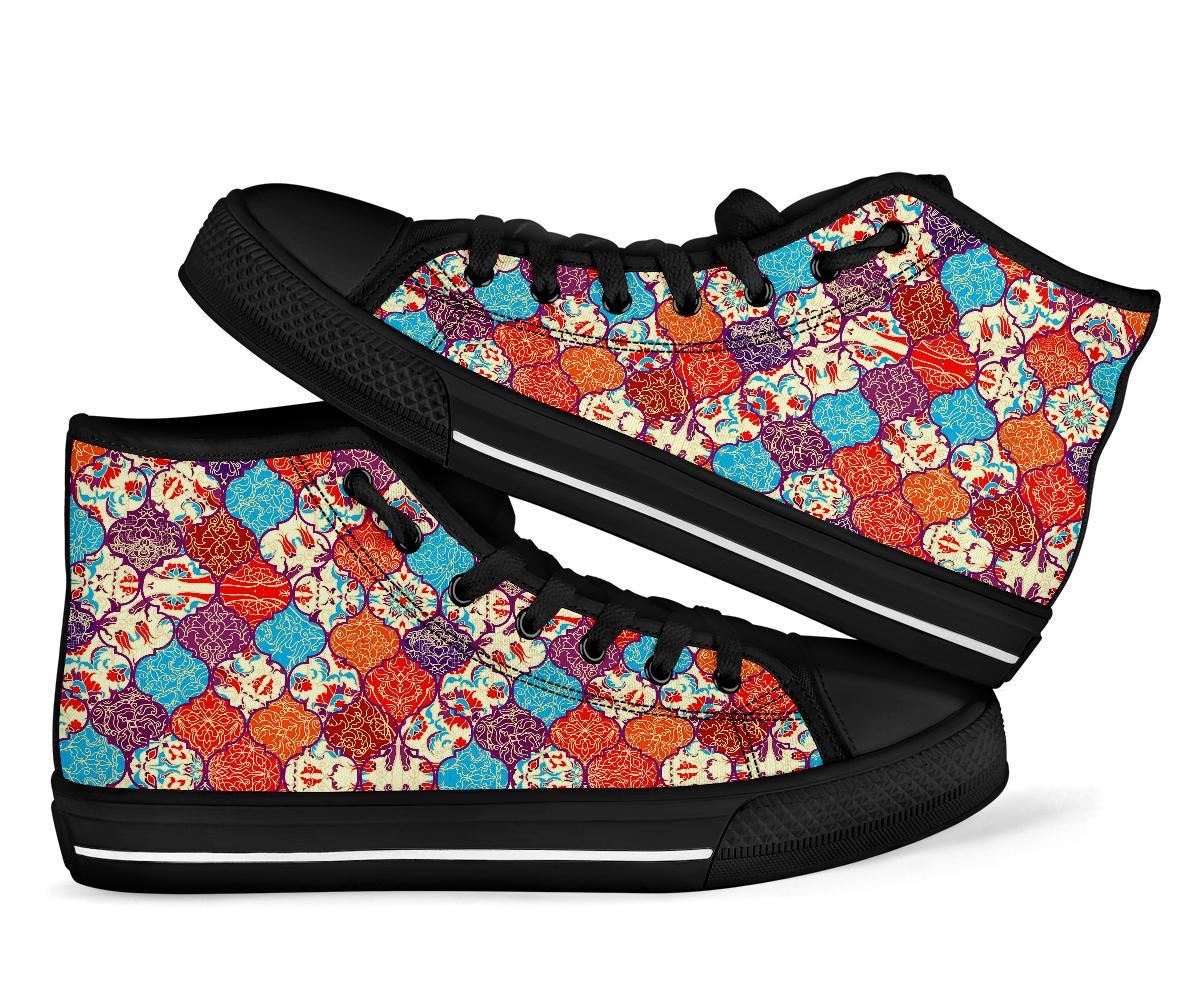 Patchwork Pattern Print Men Women's High Top Shoes-grizzshop