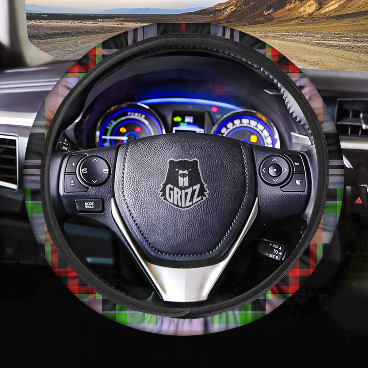 Patchwork Plaid Madras Print Pattern Car Steering Wheel Cover-grizzshop