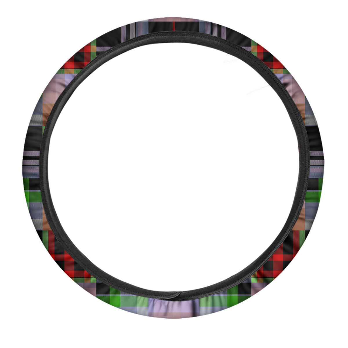 Patchwork Plaid Madras Print Pattern Car Steering Wheel Cover-grizzshop