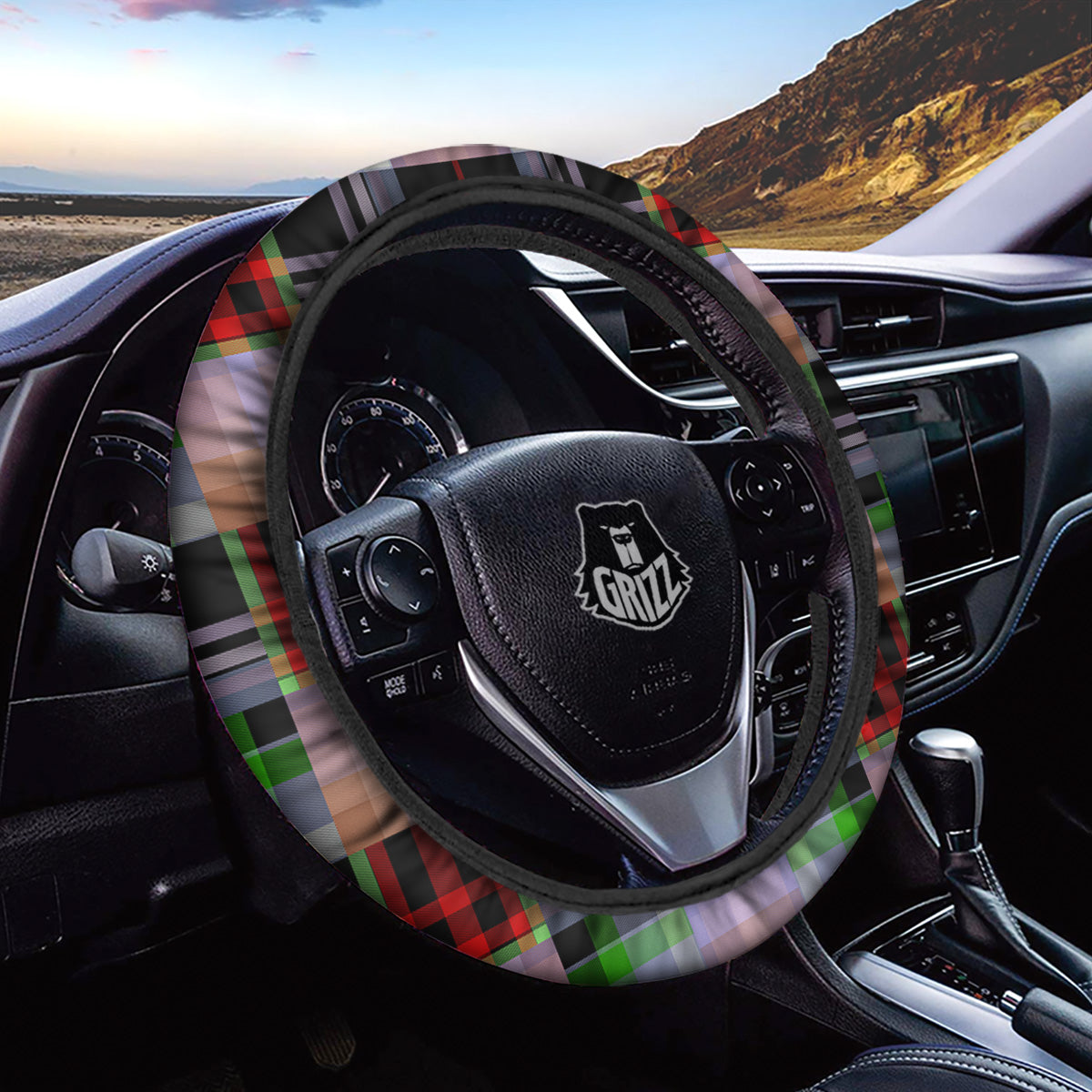 Patchwork Plaid Madras Print Pattern Car Steering Wheel Cover-grizzshop