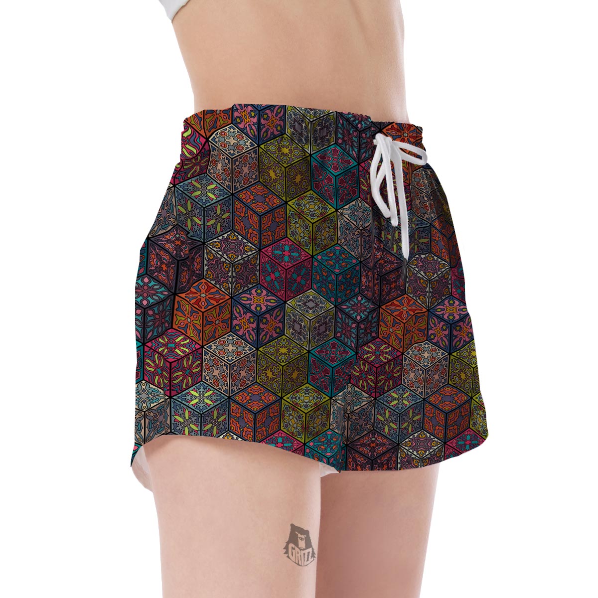 Patchwork Print Pattern Women's Shorts-grizzshop