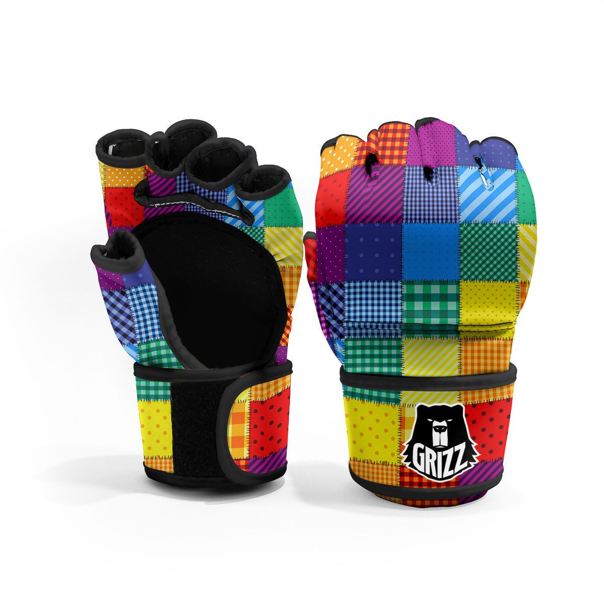 Patchwork Rainbow Print Pattern MMA Gloves-grizzshop