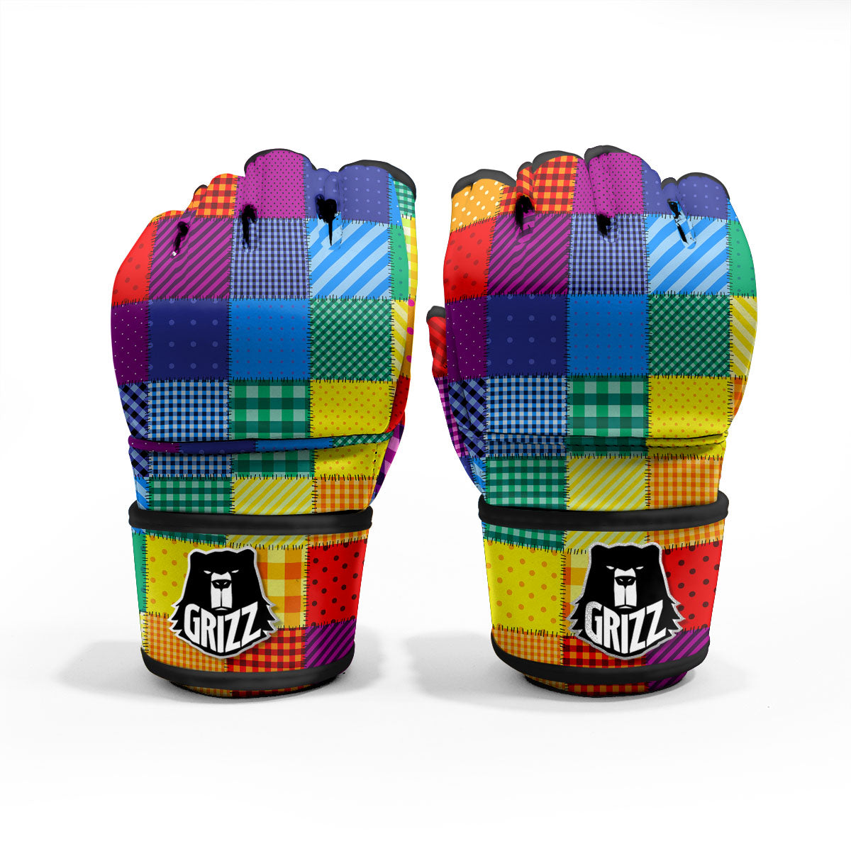 Patchwork Rainbow Print Pattern MMA Gloves-grizzshop