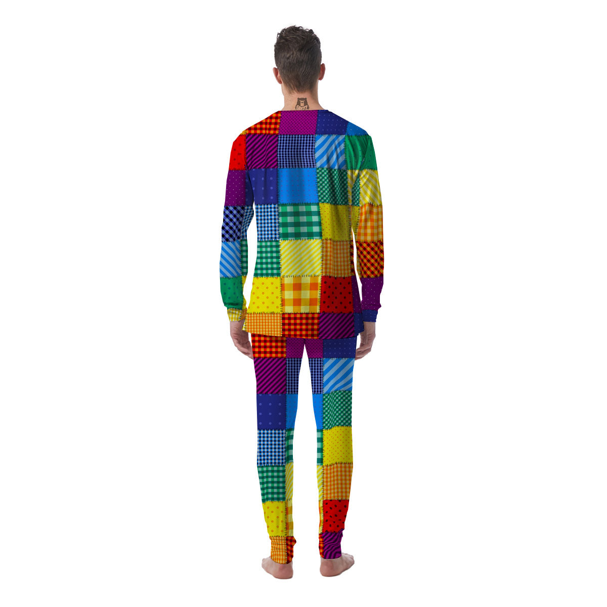Patchwork Rainbow Print Pattern Men's Pajamas-grizzshop