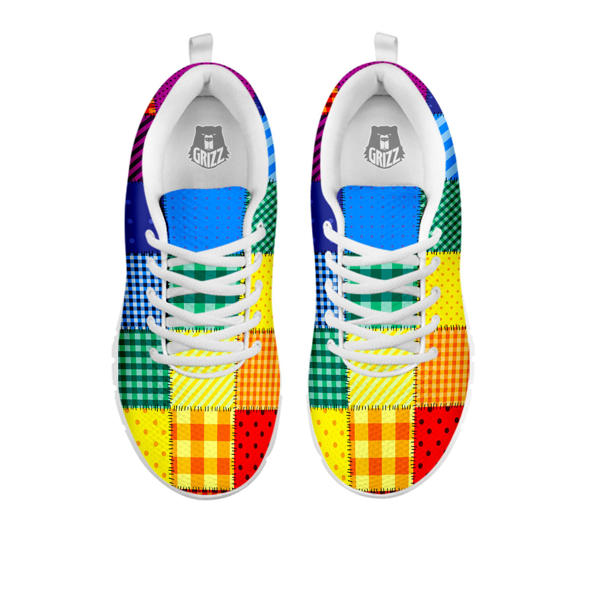 Patchwork Rainbow Print Pattern White Sneaker-grizzshop