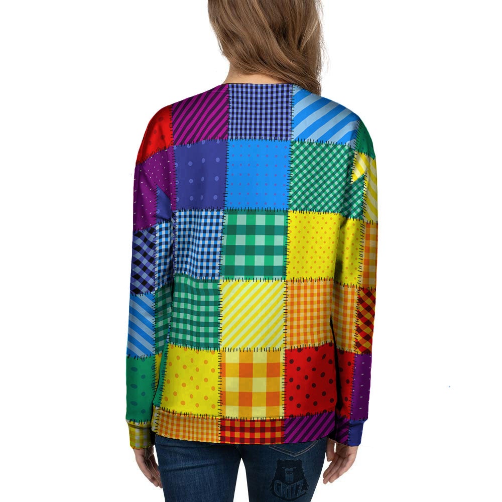 Patchwork Rainbow Print Pattern Women's Sweatshirt-grizzshop