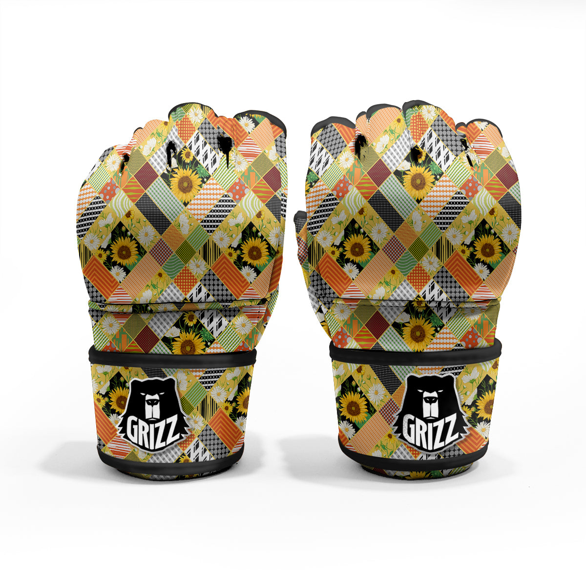 Patchwork Sunflowers Print MMA Gloves-grizzshop