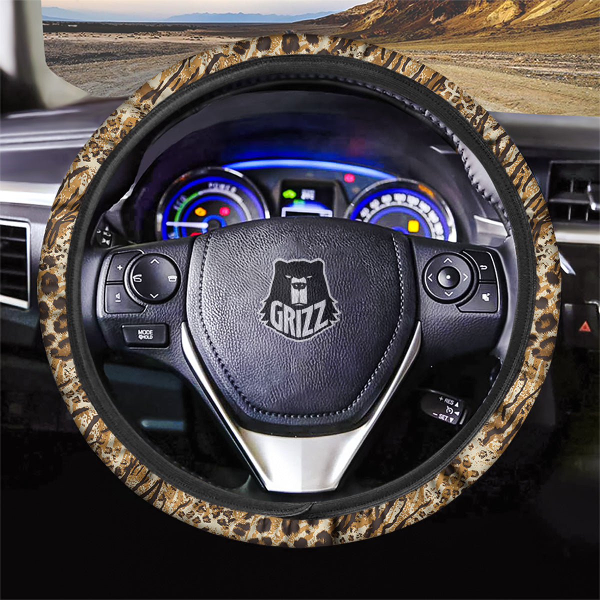 Patchwork Tiger Skin Print Pattern Car Steering Wheel Cover-grizzshop