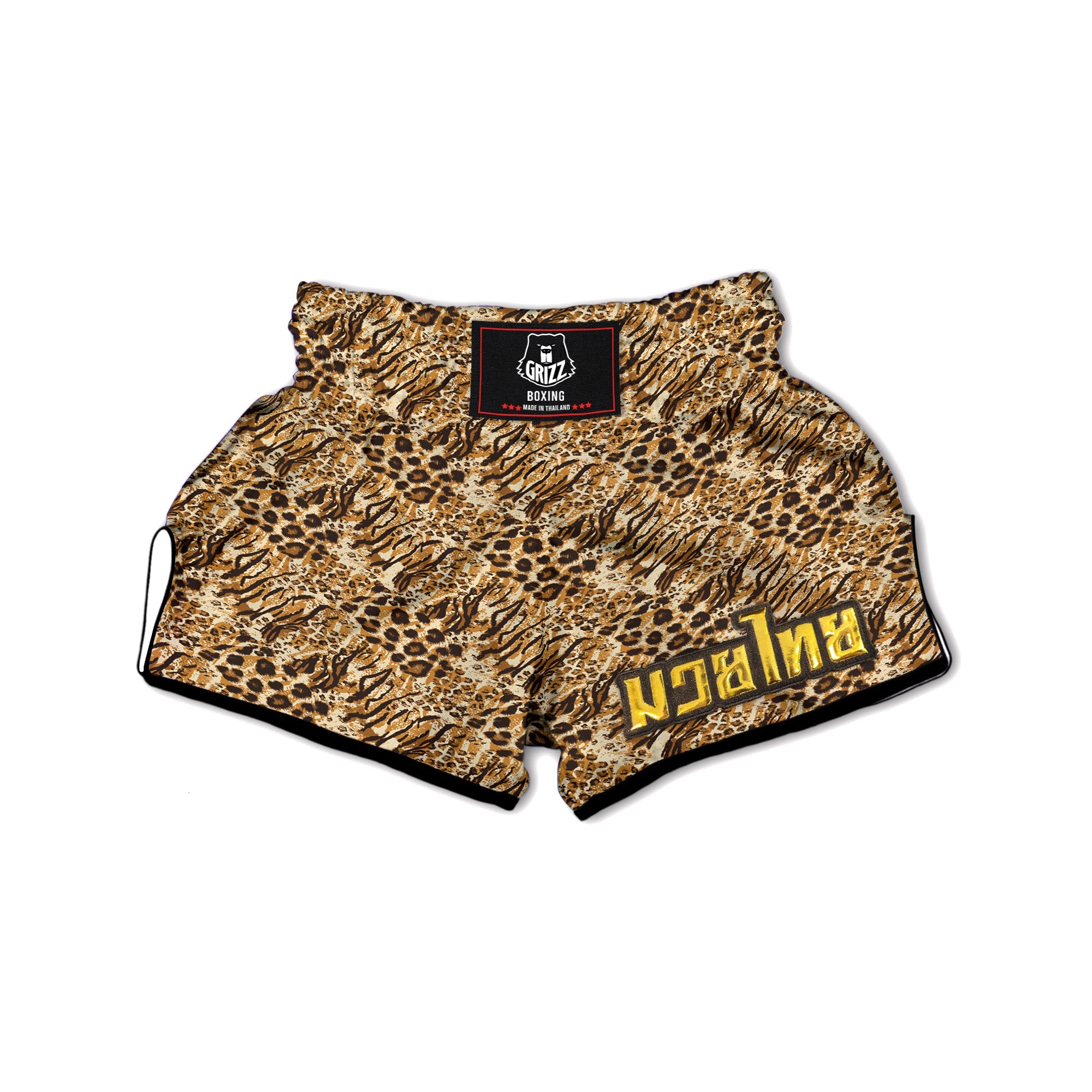 Patchwork Tiger Skin Print Pattern Muay Thai Boxing Shorts-grizzshop