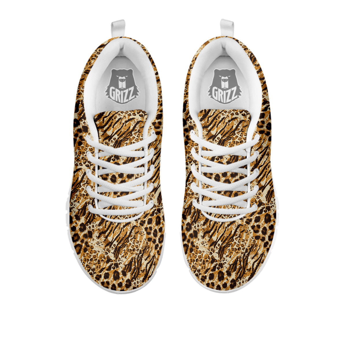 Patchwork Tiger Skin Print Pattern White Sneaker-grizzshop