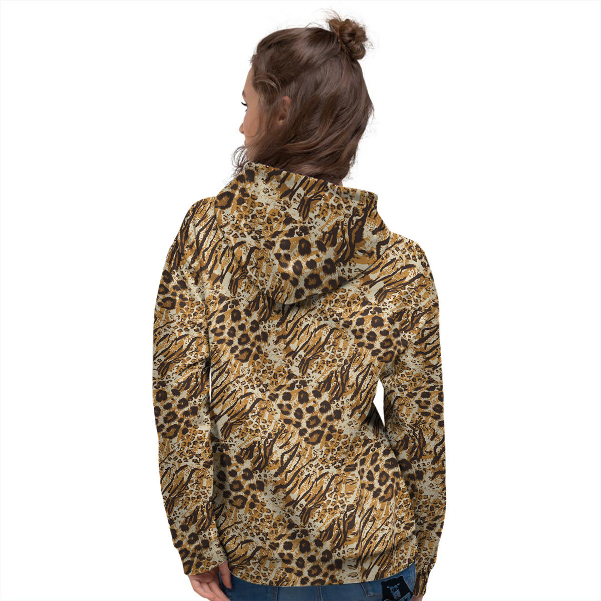 Patchwork Tiger Skin Print Pattern Women's Hoodie-grizzshop