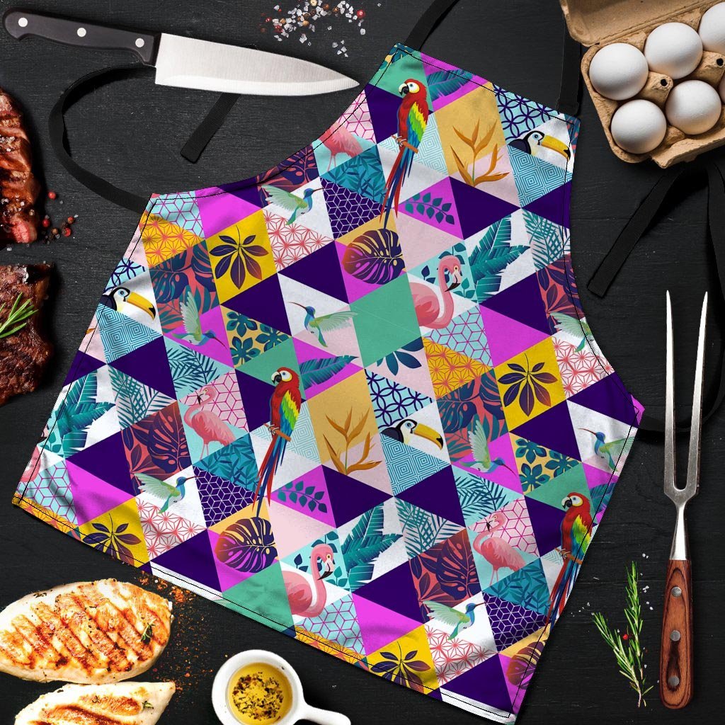Patchwork Tropical Bird Print Men's Apron-grizzshop