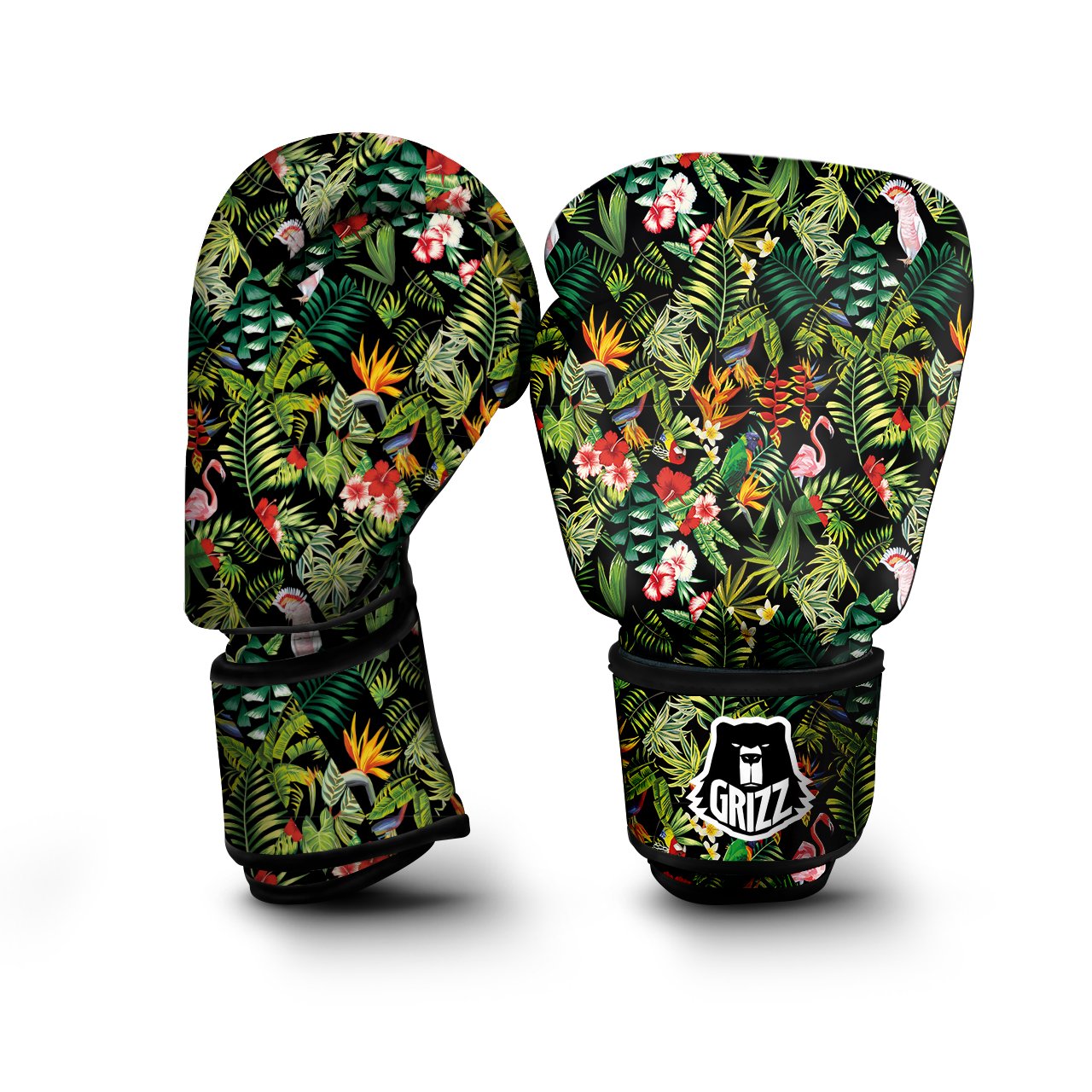 Patchwork Tropical Print Pattern Boxing Gloves-grizzshop