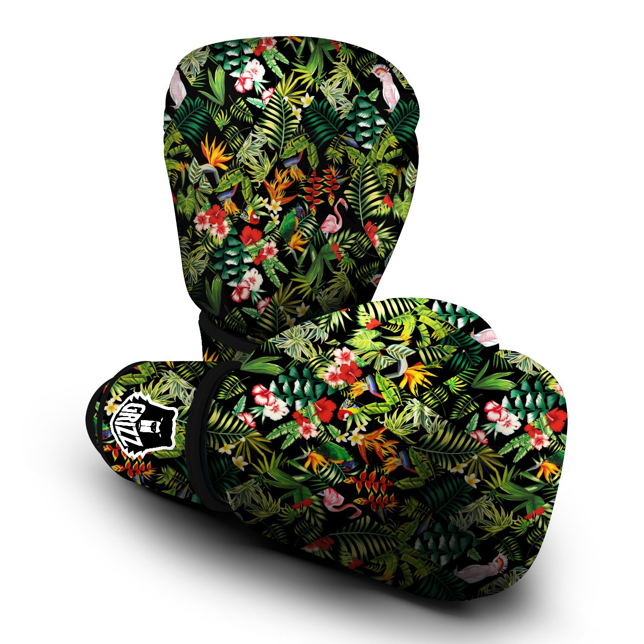 Patchwork Tropical Print Pattern Boxing Gloves-grizzshop