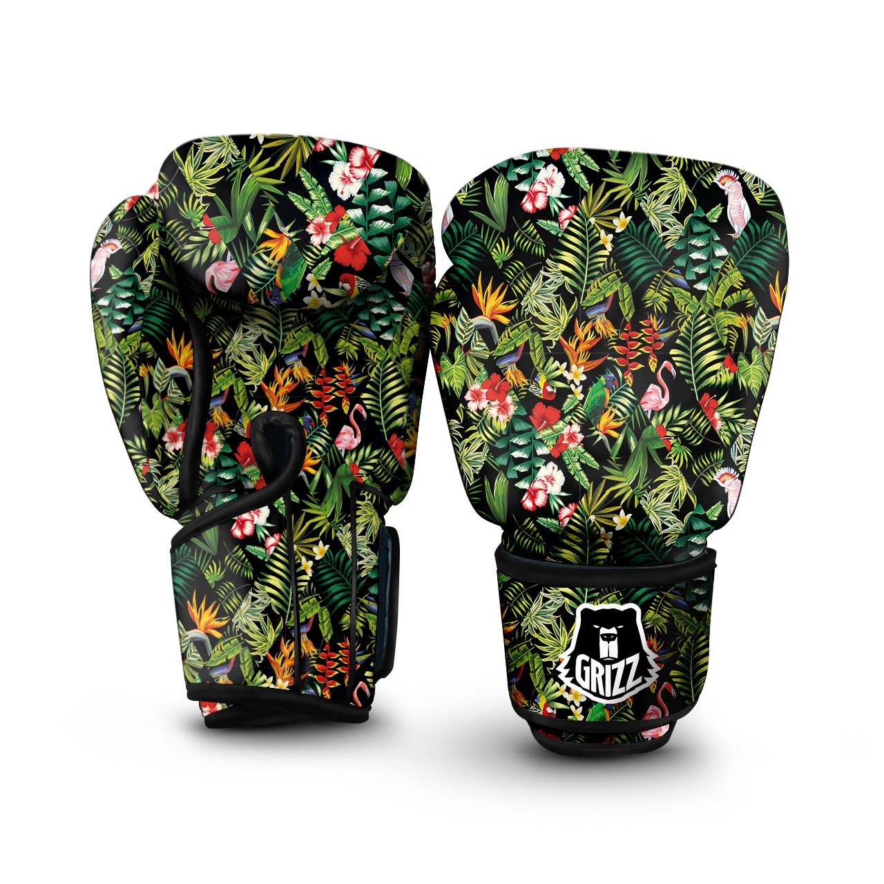 Patchwork Tropical Print Pattern Boxing Gloves-grizzshop