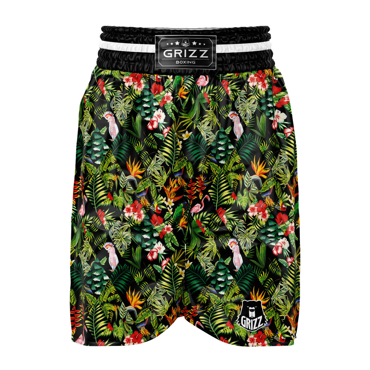 Patchwork Tropical Print Pattern Boxing Shorts-grizzshop