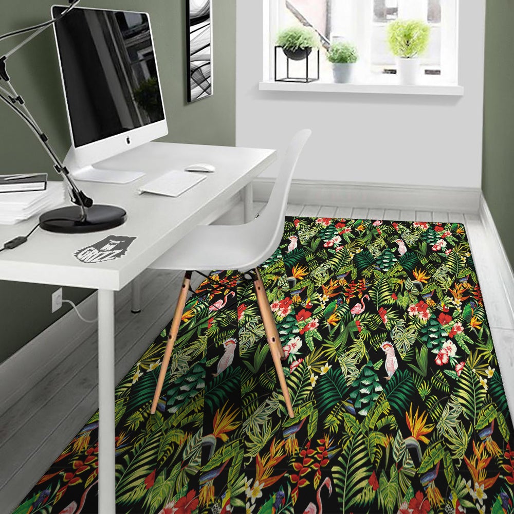 Patchwork Tropical Print Pattern Floor Mat-grizzshop