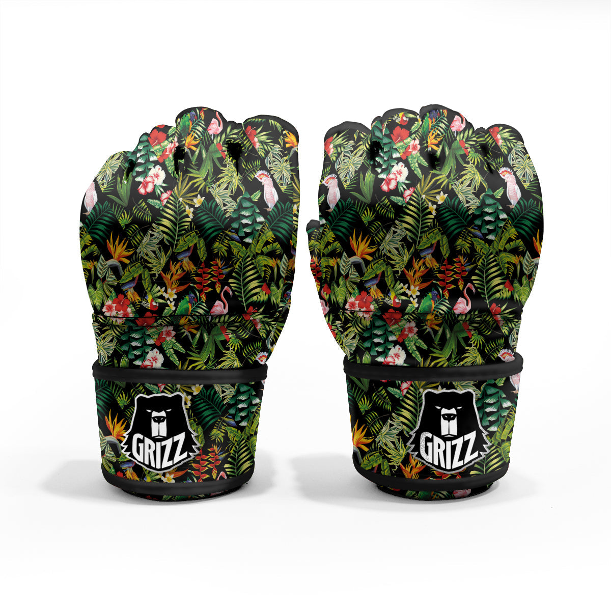 Patchwork Tropical Print Pattern MMA Gloves-grizzshop
