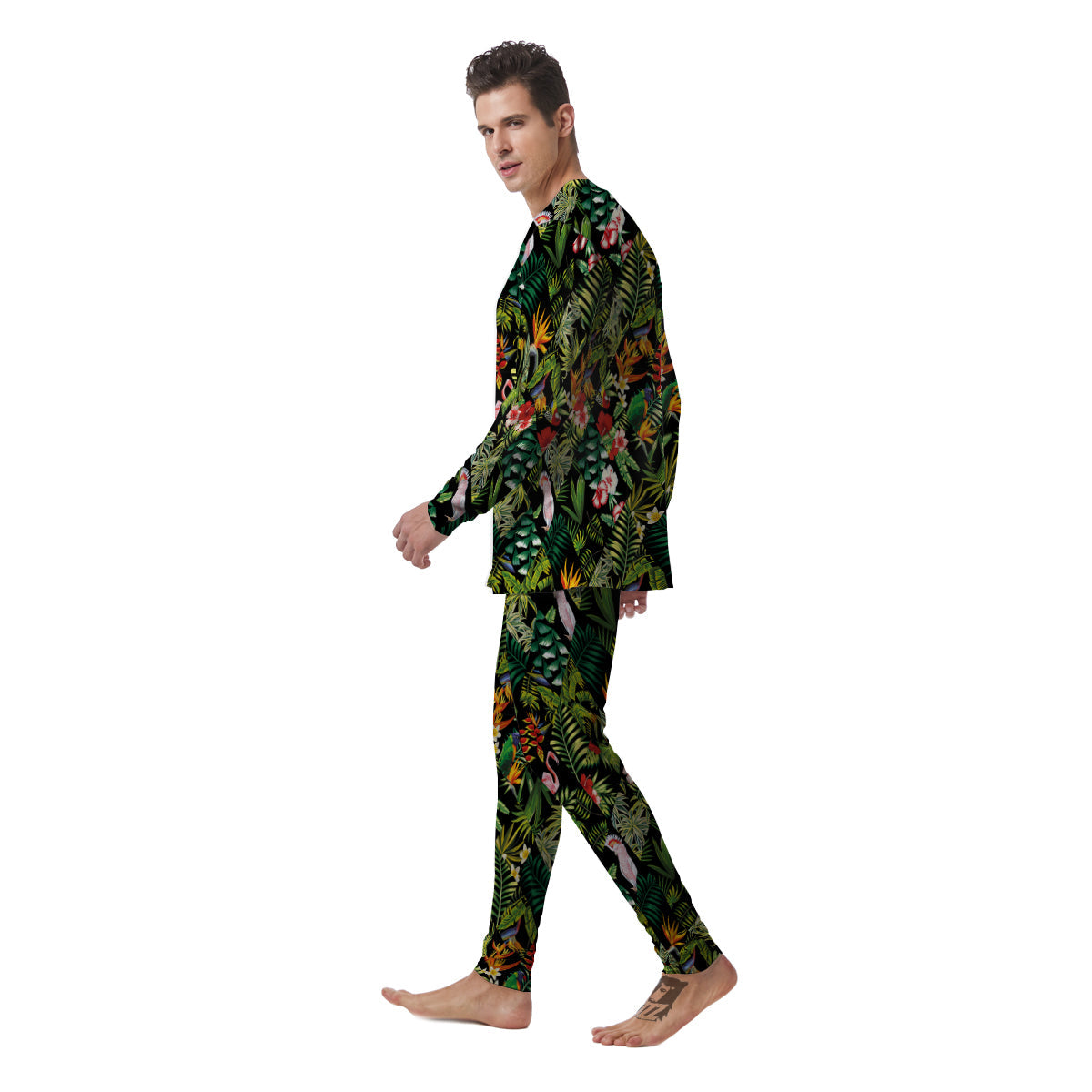 Patchwork Tropical Print Pattern Men's Pajamas-grizzshop