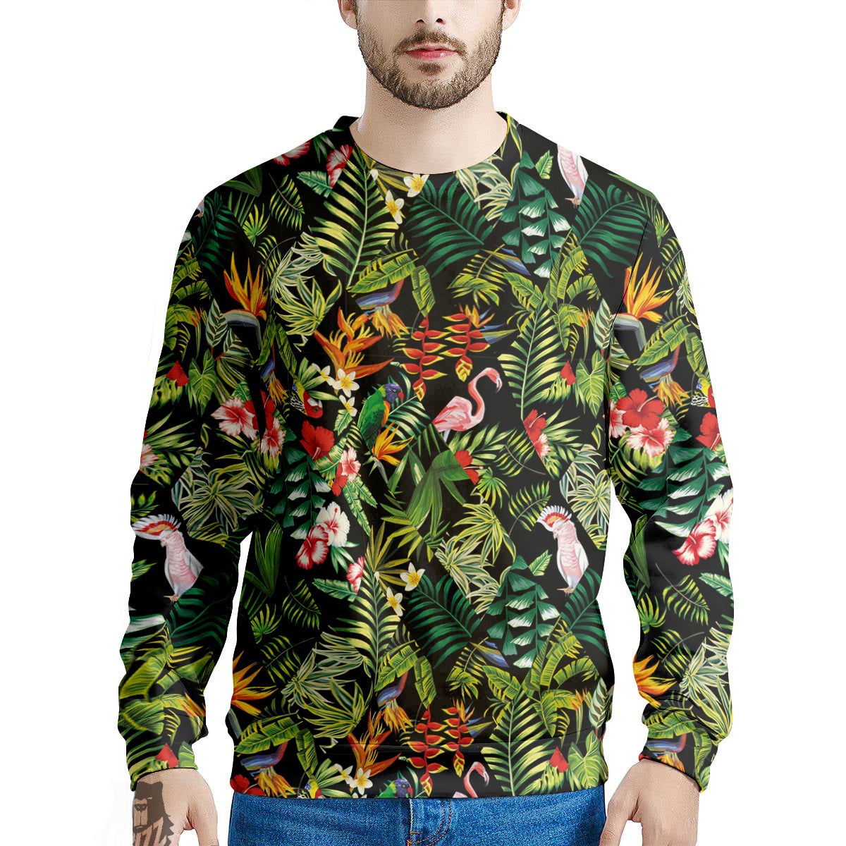 Patchwork Tropical Print Pattern Men's Sweatshirt-grizzshop