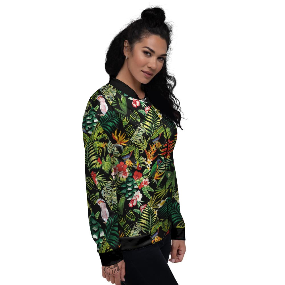 Patchwork Tropical Print Pattern Women's Bomber Jacket-grizzshop