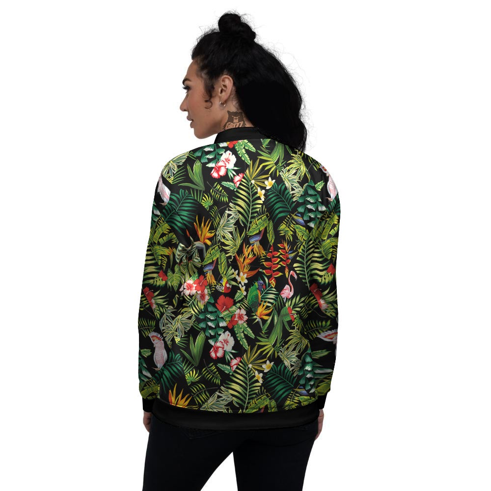 Patchwork Tropical Print Pattern Women's Bomber Jacket-grizzshop