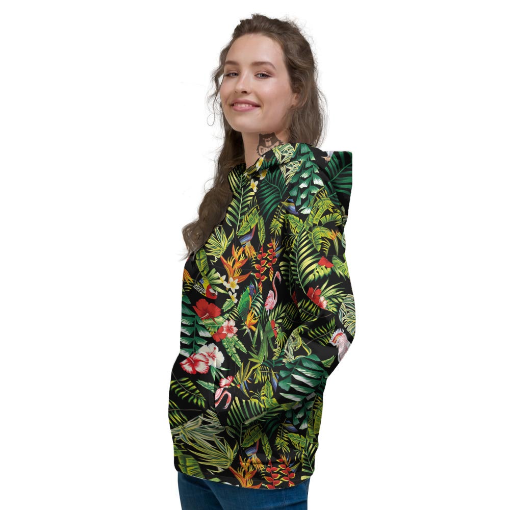 Patchwork Tropical Print Pattern Women's Hoodie-grizzshop