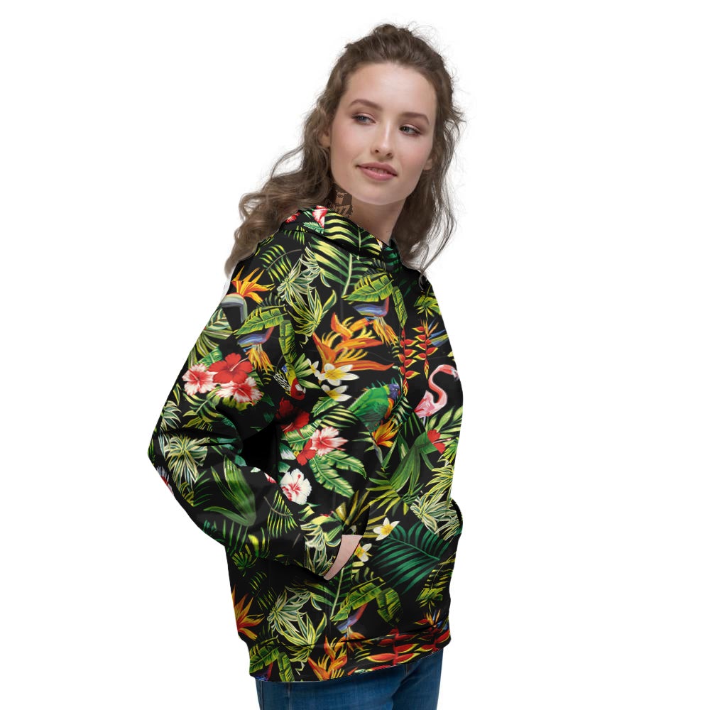 Patchwork Tropical Print Pattern Women's Hoodie-grizzshop