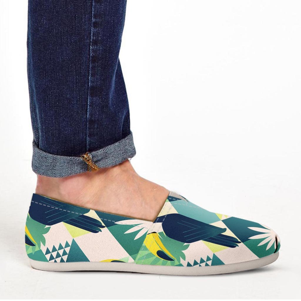 Patchwork Tropical Toucan Print Canvas Shoes-grizzshop