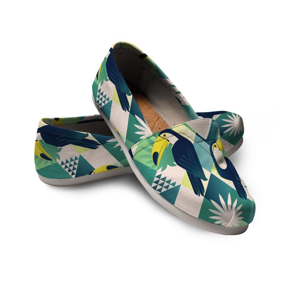 Patchwork Tropical Toucan Print Canvas Shoes-grizzshop