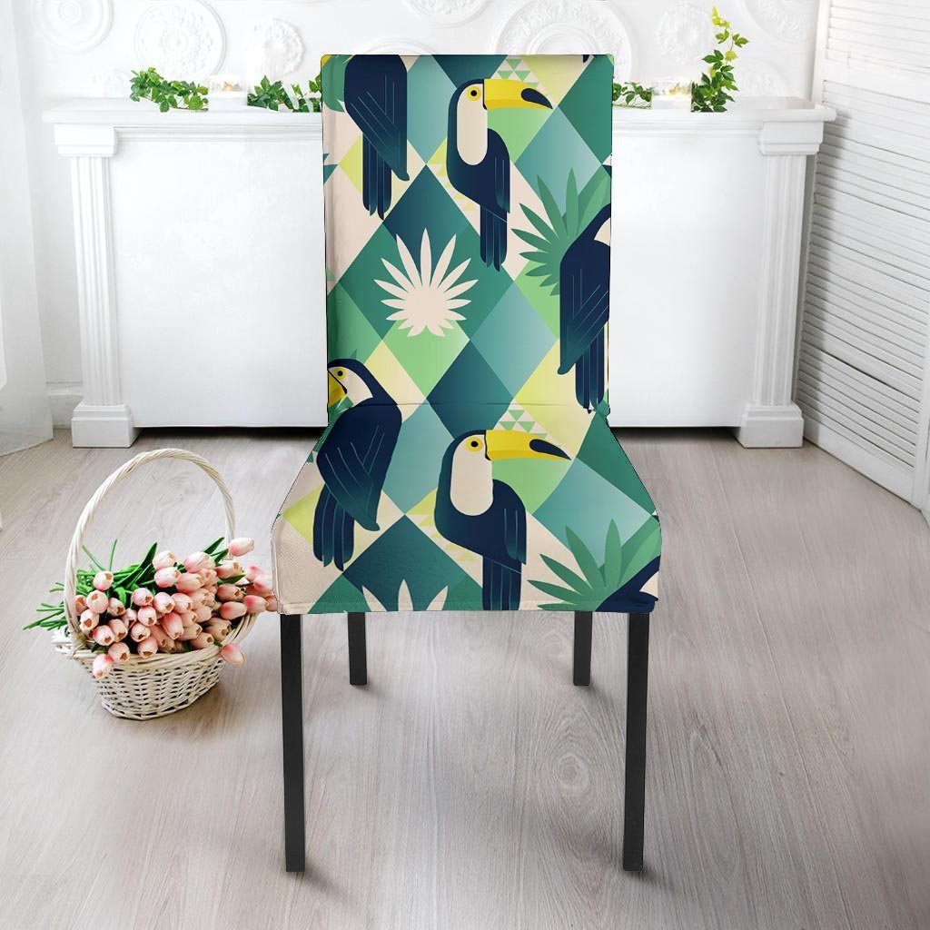 Patchwork Tropical Toucan Print Chair Cover-grizzshop