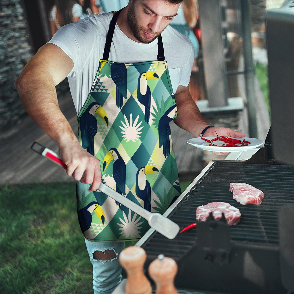 Patchwork Tropical Toucan Print Men's Apron-grizzshop