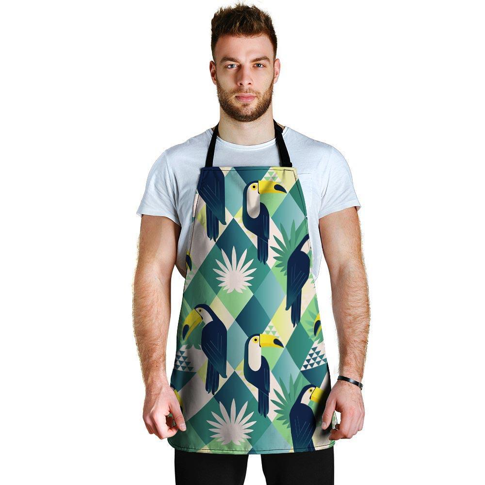 Patchwork Tropical Toucan Print Men's Apron-grizzshop
