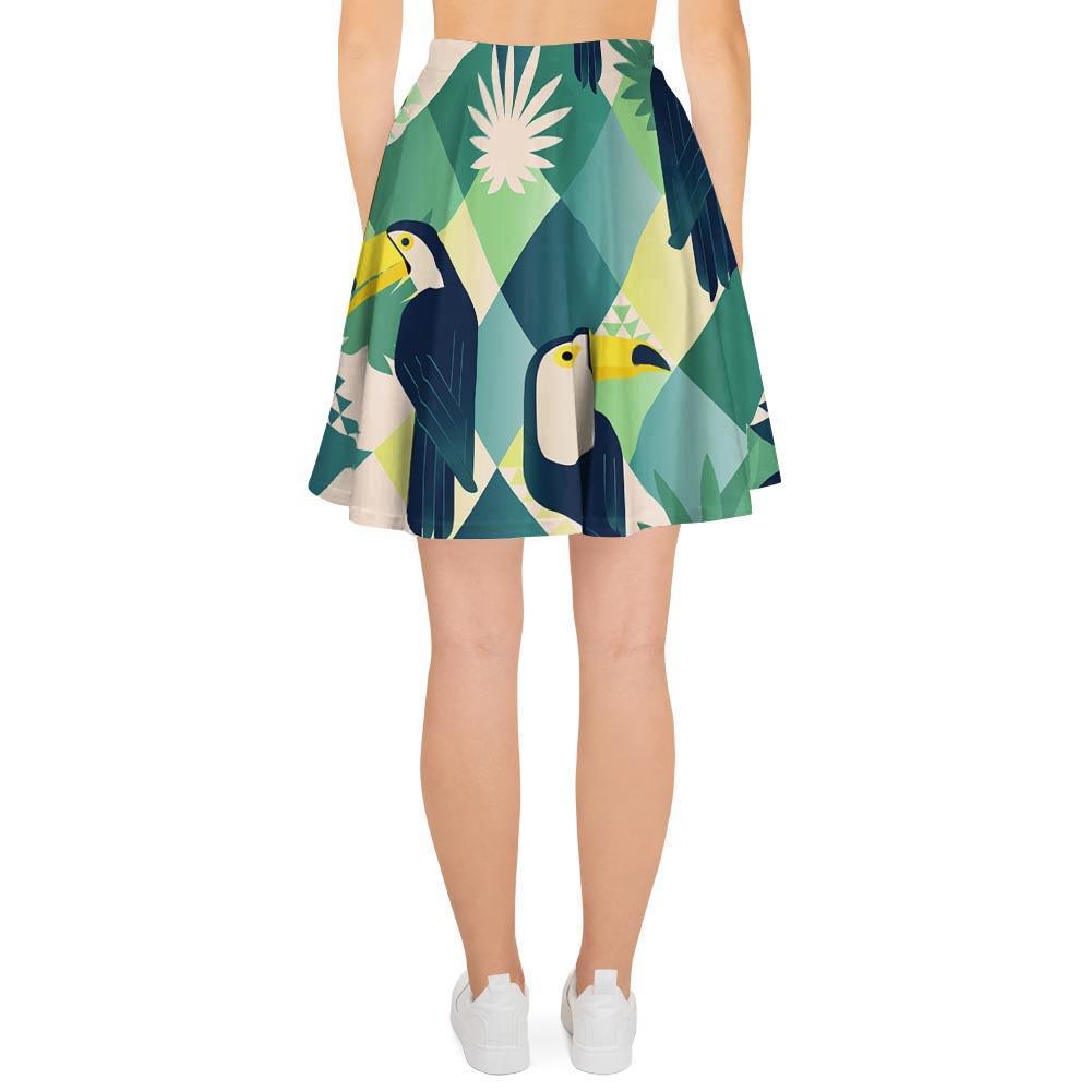 Patchwork Tropical Toucan Print Women's Skirt-grizzshop